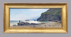 Tammar Luxoro (Genova, 1825 1899) In Galleria, Riviera Ligure, olio su tela